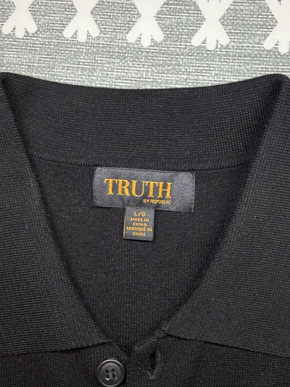 TRUTH by republic Black Button-Front Collared Cardigan